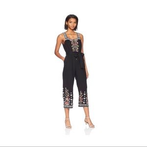 Johnny Was Embroidered Linen Cropped Jumpsuit